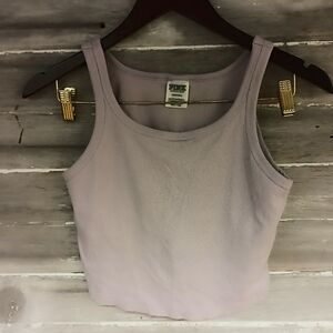 Pink double layered crop tank top